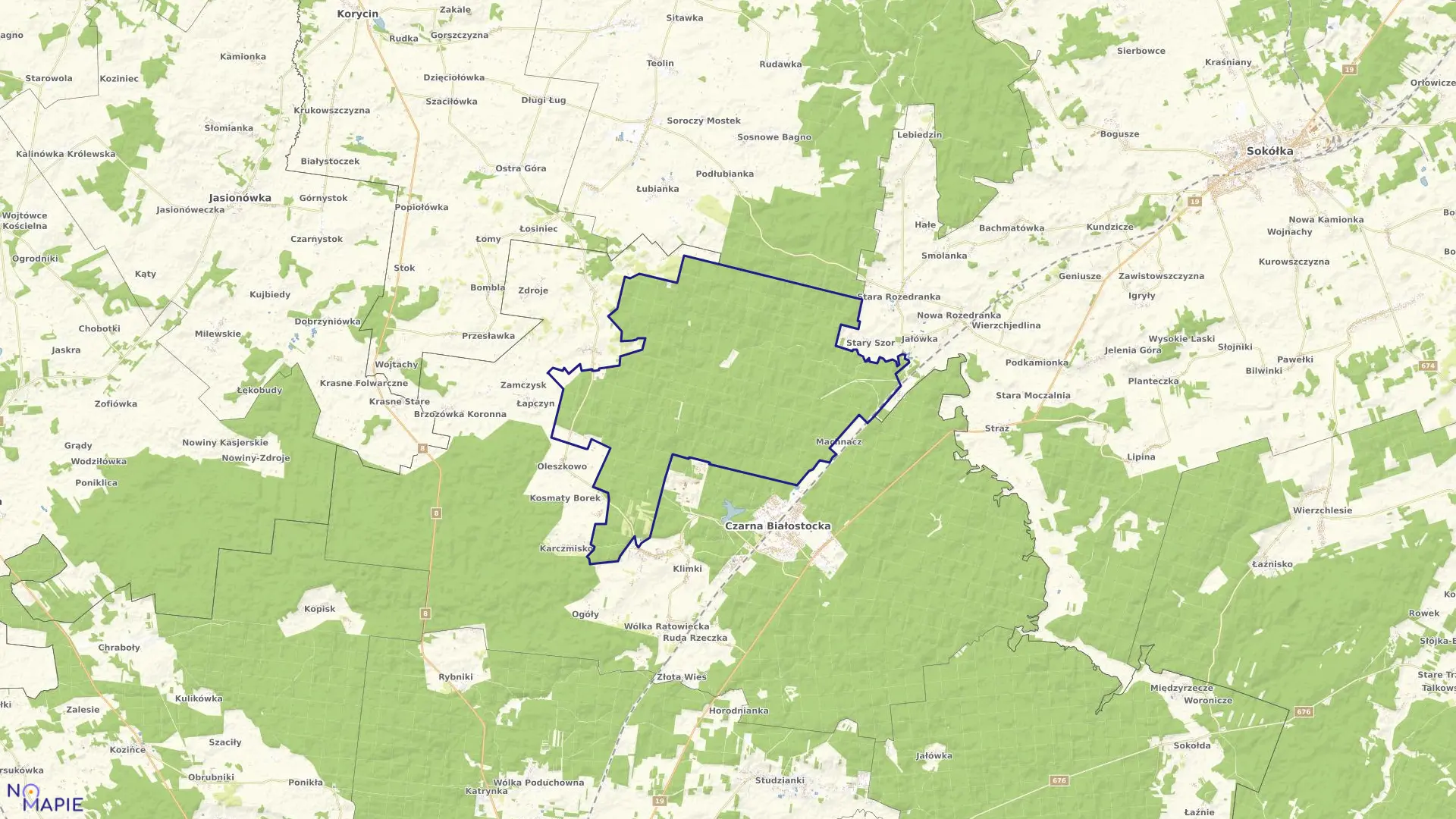 Mapa obrębu CHMIELNIK w gminie Czarna Białostocka