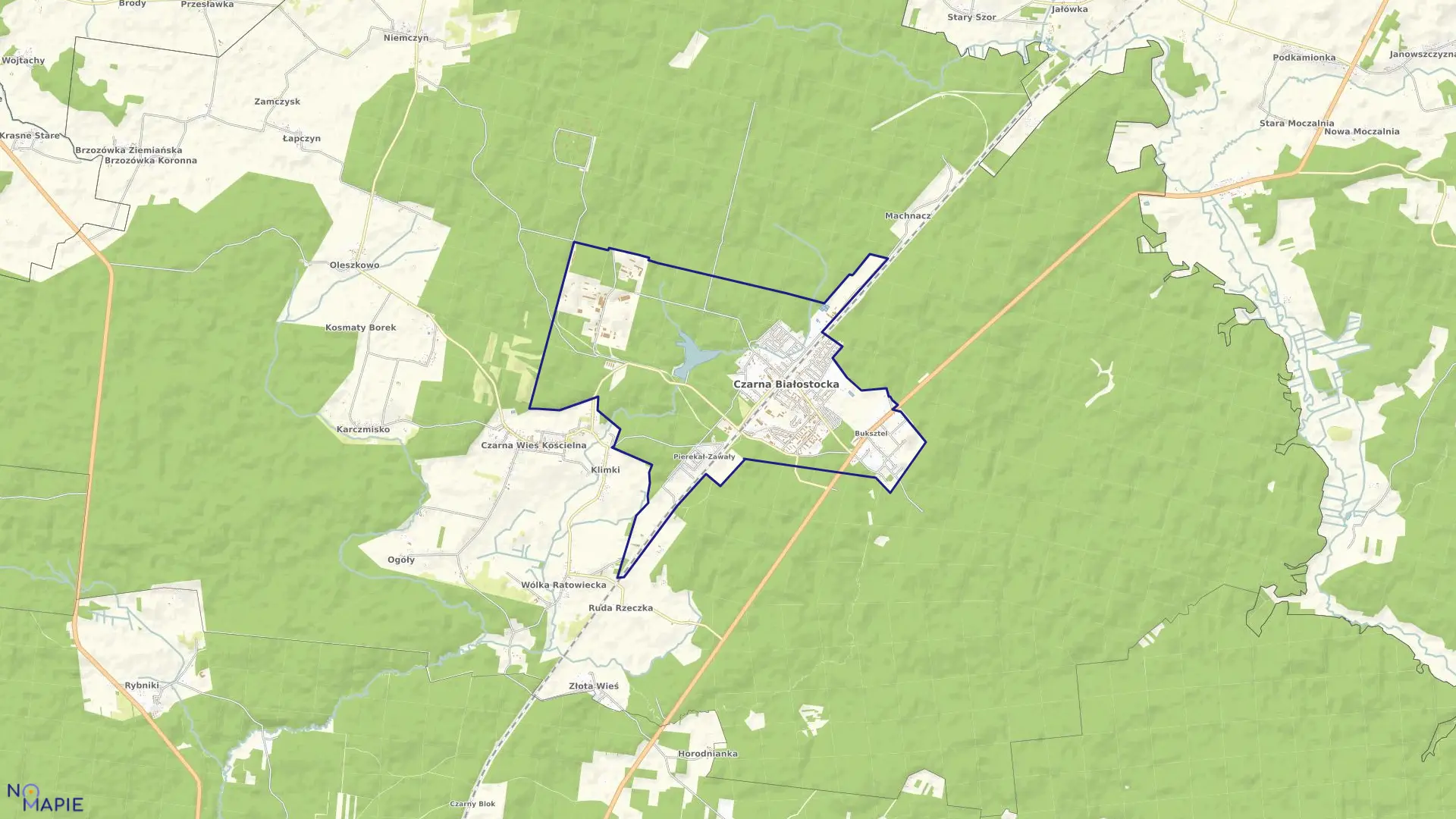 Mapa obrębu CZARNA BIAŁOSTOCKA w gminie Czarna Białostocka