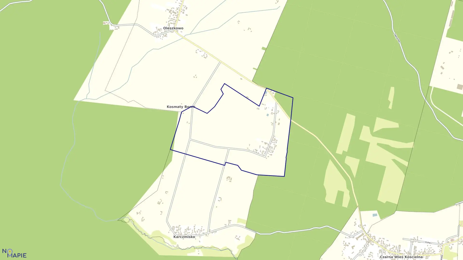 Mapa obrębu KOSMATY BOREK w gminie Czarna Białostocka