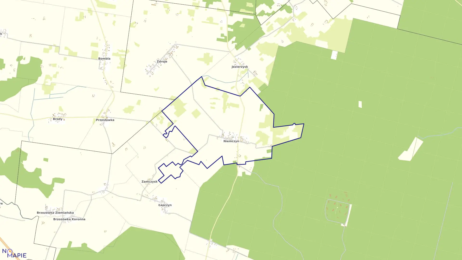 Mapa obrębu NIEMCZYN w gminie Czarna Białostocka